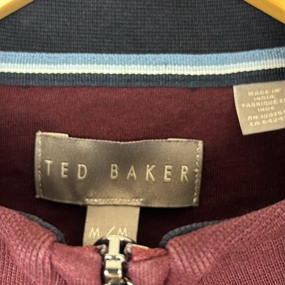 Ted Baker Men's Maroon Zip-Up Sweater Size Medium - Picture 2 of 8